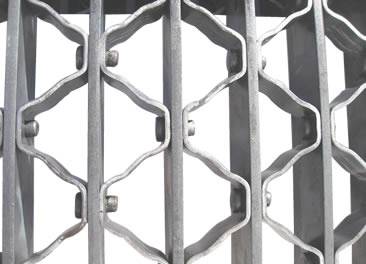 A riveted aluminum steel grating on the white background.