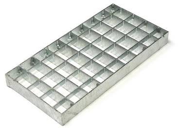 A press-locked stainless steel grating on the white background.