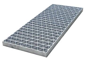 A riveted stainless steel grating on the white background.
