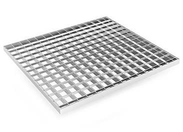 A stainless steel grating with smooth surface on the white background.